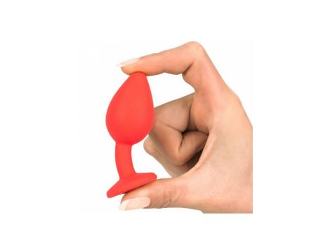 Korek analny Colorful Joy czerwony z klejnotem 7 cm - 5